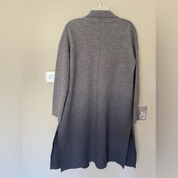 EILEEN FISHER Shawl Collar Kimono Jacket in Ombre Boiled Wool Ash/Black S/M - Picture 4 of 9